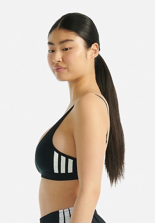 adidas Performance - 3 Stripes scoop bralette with removable cookies - black