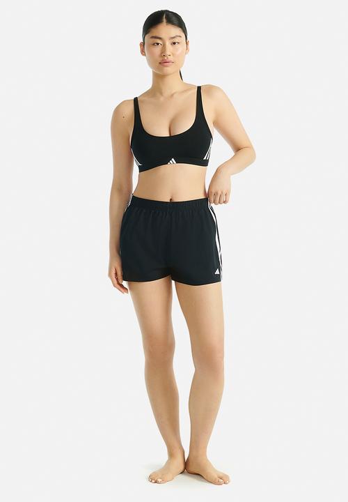 adidas Performance - 3 Stripes scoop bralette with removable cookies - black
