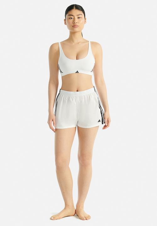 adidas Performance - 3 Stripes scoop bralette with removable cookies - white