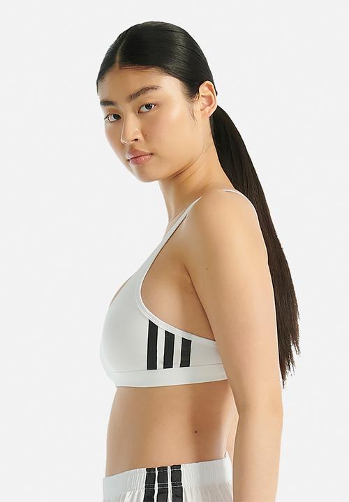 adidas Performance - 3 Stripes scoop bralette with removable cookies - white