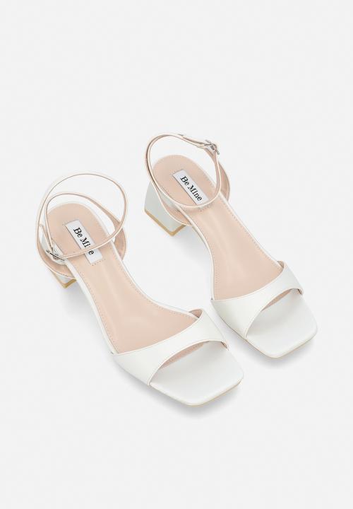Be Mine - Ammie open toe block heel ankle strap - ivory satin