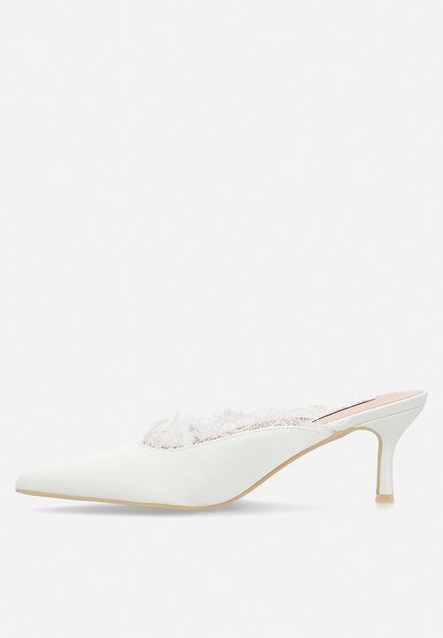 Be Mine - Sabrina closed toe stiletto heel mule - ivory satin