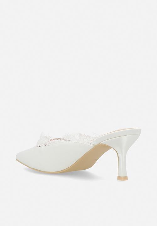 Be Mine - Sabrina closed toe stiletto heel mule - ivory satin