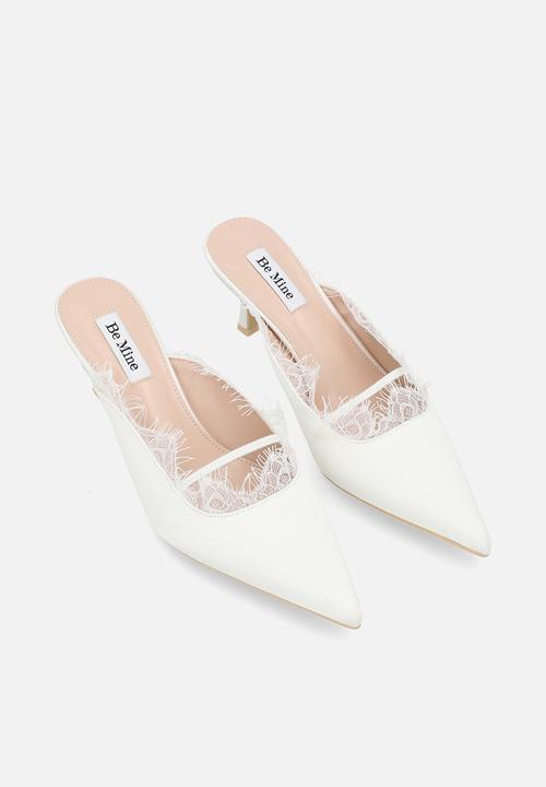Be Mine - Sabrina closed toe stiletto heel mule - ivory satin