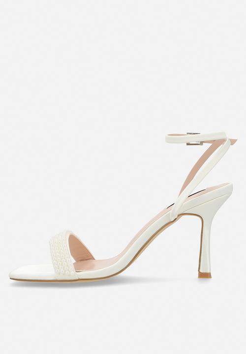 Be Mine - Camden open toe stiletto heel ankle strap - ivory satin