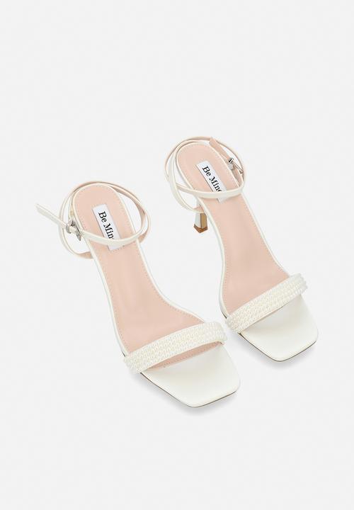 Be Mine - Camden open toe stiletto heel ankle strap - ivory satin