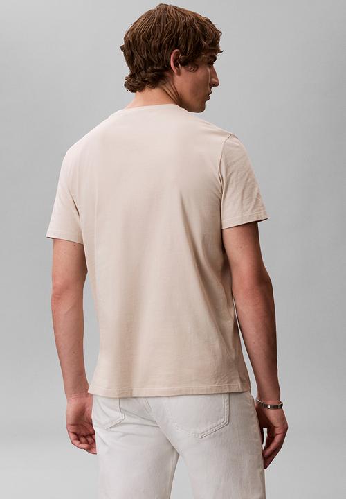 Calvin Klein - SS 30S MICRO MONOLOGO GRAPHIC TEE - Oatmeal