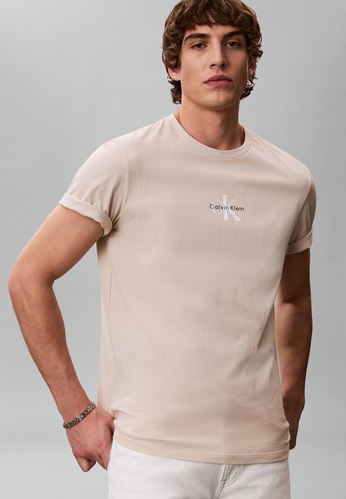 Calvin Klein - SS 30S MICRO MONOLOGO GRAPHIC TEE - Oatmeal