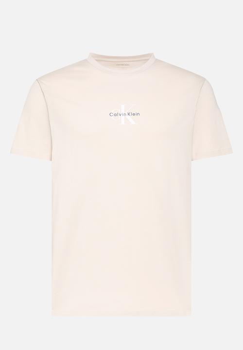 Calvin Klein - SS 30S MICRO MONOLOGO GRAPHIC TEE - Oatmeal