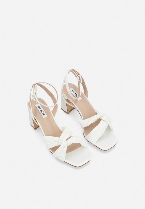 Be Mine - Diva open toe block heel ankle strap - ivory satin