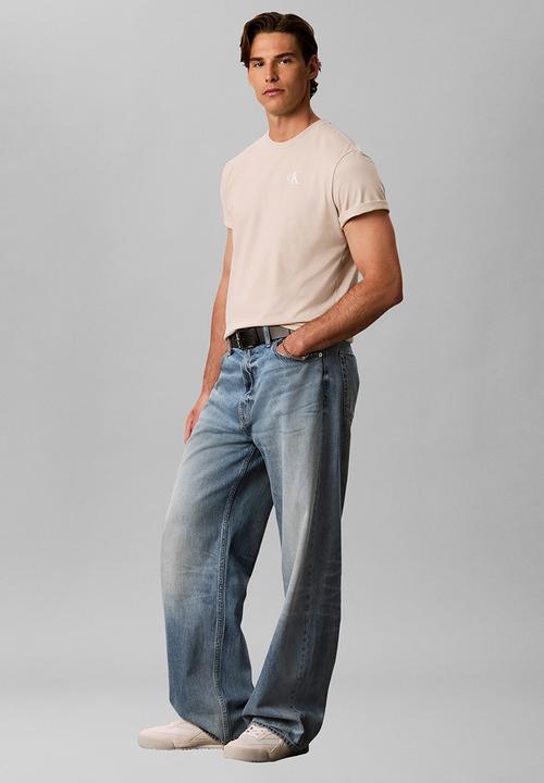 Calvin Klein - SS 30S CLASSIC BACK MONOLOGO TEE - Oatmeal
