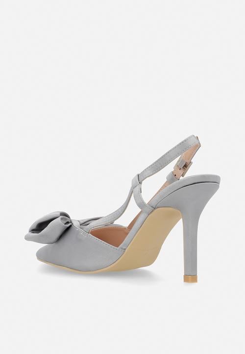 Be Mine - Anica closed toe stiletto heel slingback - grey satin