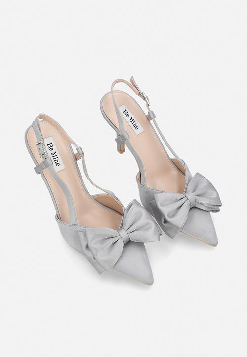 Be Mine - Anica closed toe stiletto heel slingback - grey satin