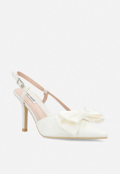 Be Mine - Anica closed toe stiletto heel slingback - ivory satin