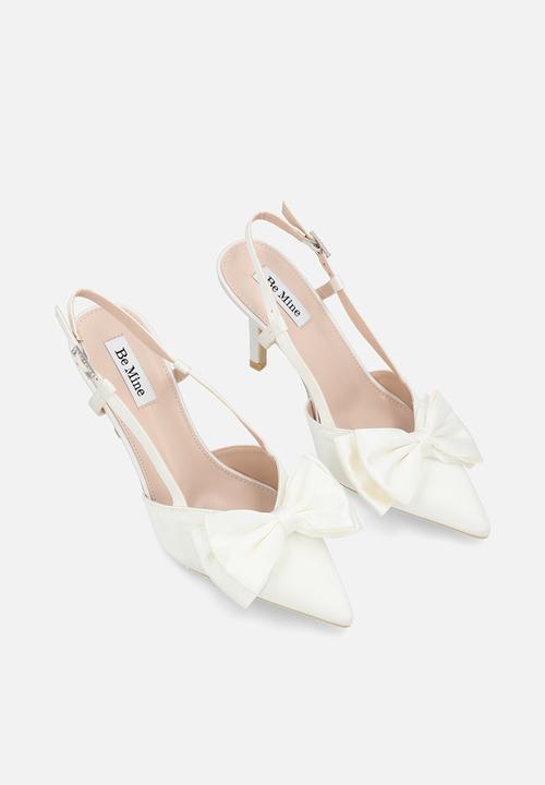 Be Mine - Anica closed toe stiletto heel slingback - ivory satin