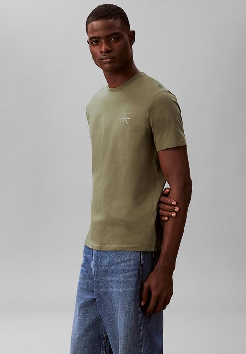 Calvin Klein - SS 30S JERSEY CLASSIC MICRO MONOLOGO TEE - Dusty Olive