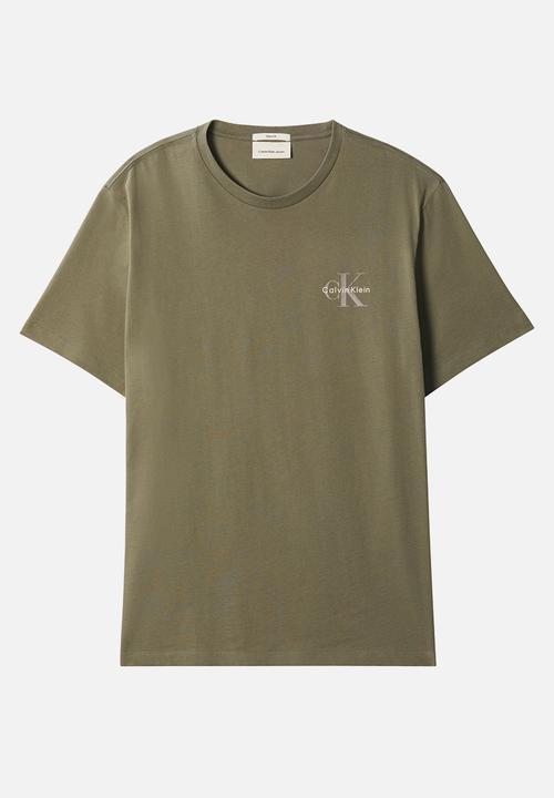 Calvin Klein - SS 30S JERSEY CLASSIC MICRO MONOLOGO TEE - Dusty Olive