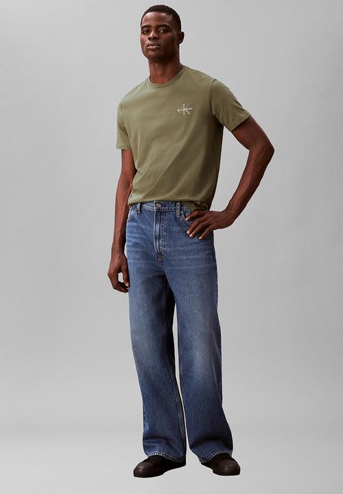 Calvin Klein - SS 30S JERSEY CLASSIC MICRO MONOLOGO TEE - Dusty Olive