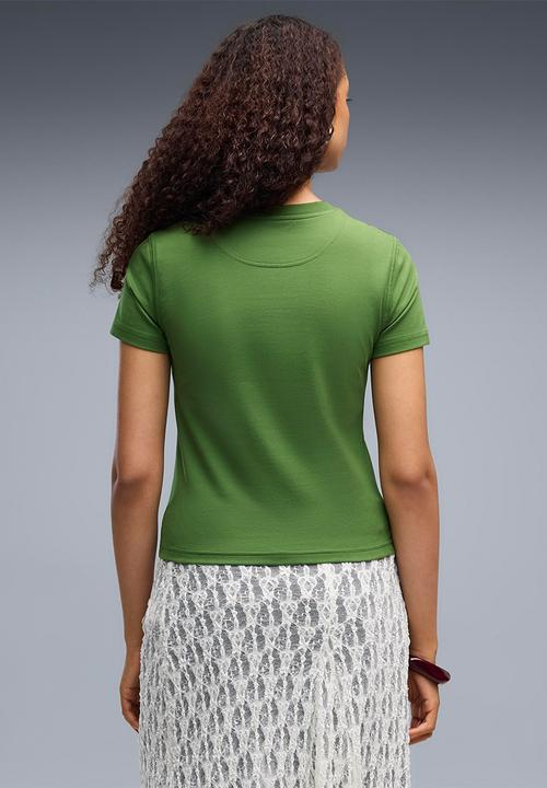 PUMA - Ess Elevated No.1 Logo Slim Short Tee - Earthy Green
