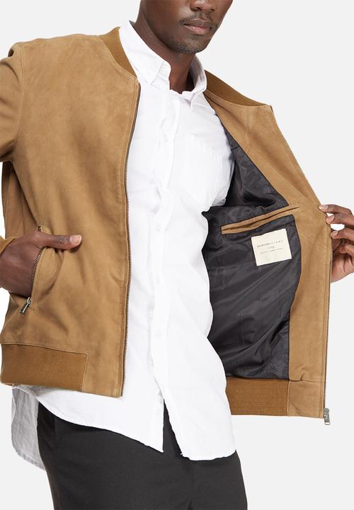 Selected Homme - Mark suede bomber jacket