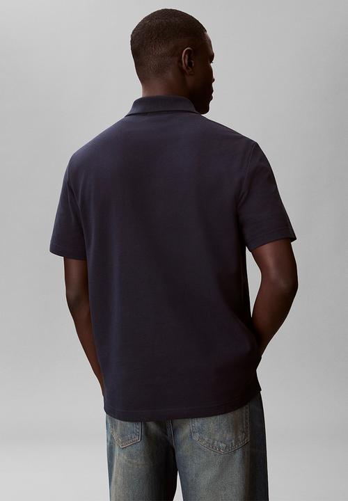 Calvin Klein - SS EASY MONOLOGO CASUAL PIQUE POLO - Dark Sapphire