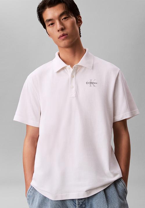 Calvin Klein - SS EASY MONOLOGO CASUAL PIQUE POLO - Bright White
