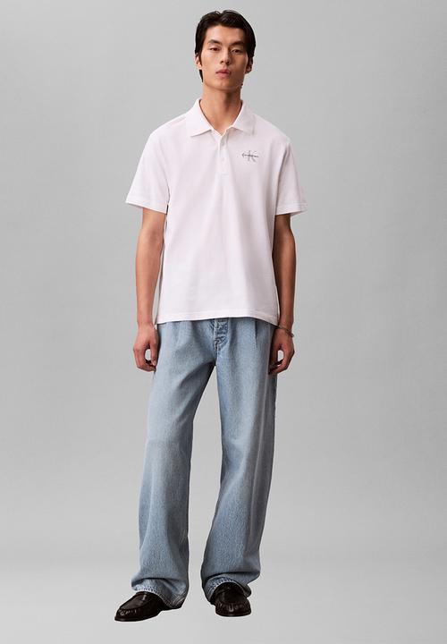 Calvin Klein - SS EASY MONOLOGO CASUAL PIQUE POLO - Bright White