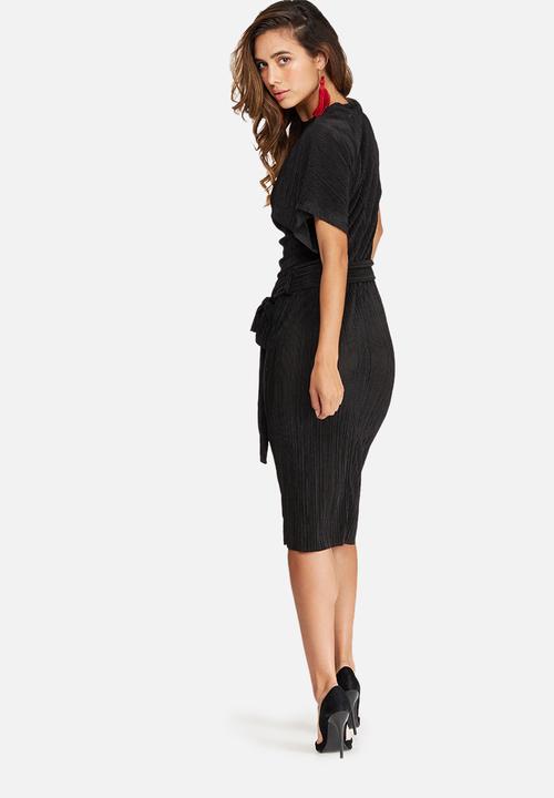 dailyfriday - Plissé midi dress with tie belt