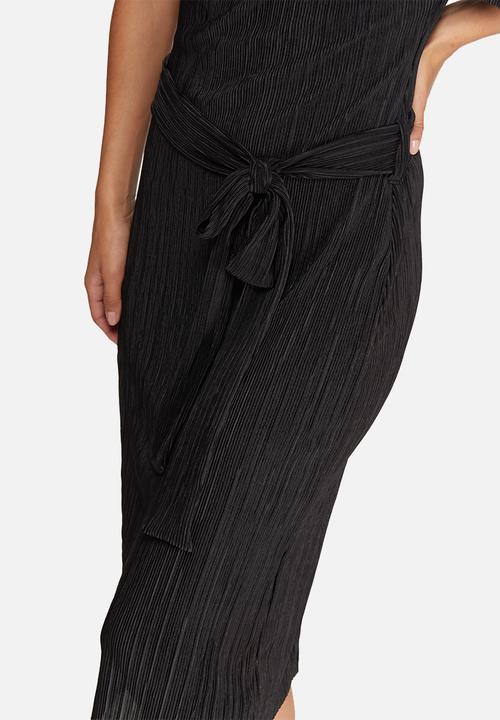 dailyfriday - Plissé midi dress with tie belt