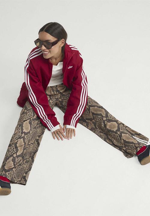 adidas Originals - Satin Snake Print Wide Leg Track Pants - Beige