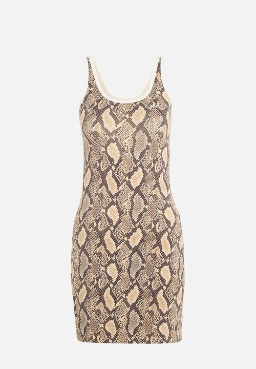 adidas Originals - Snake Print Mini Dress - Beige