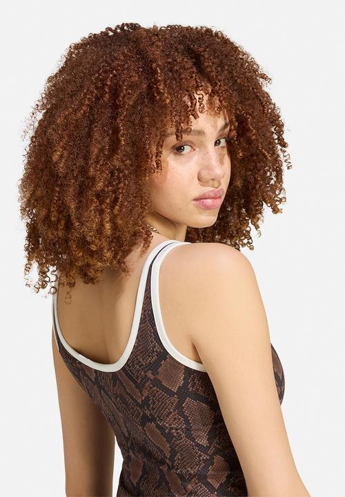 adidas Originals - Snake Print Mini Dress - Brown