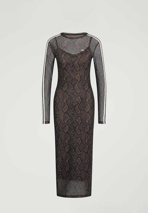adidas Originals - Snake Print Maxi Dress - Brown