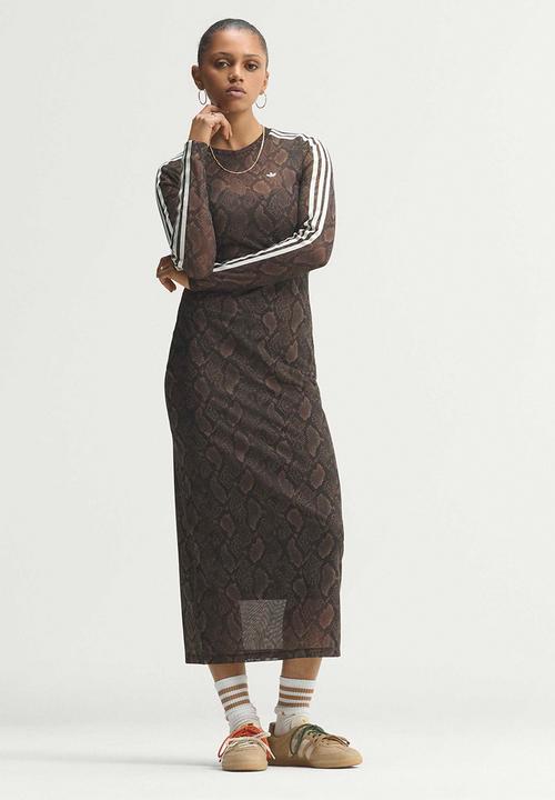 adidas Originals - Snake Print Maxi Dress - Brown