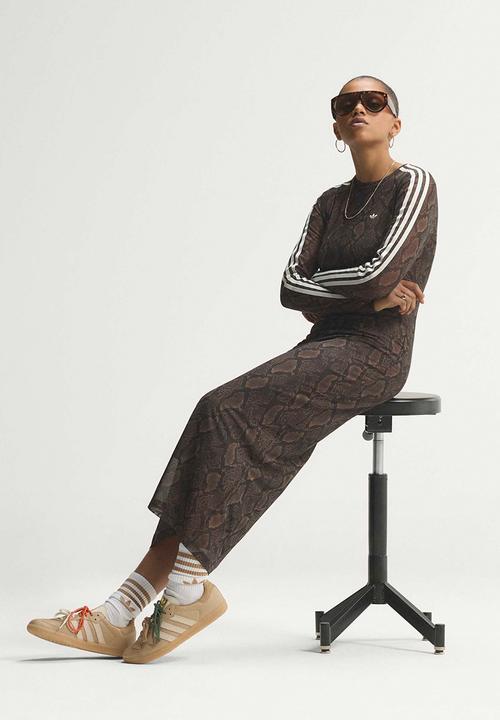 adidas Originals - Snake Print Maxi Dress - Brown