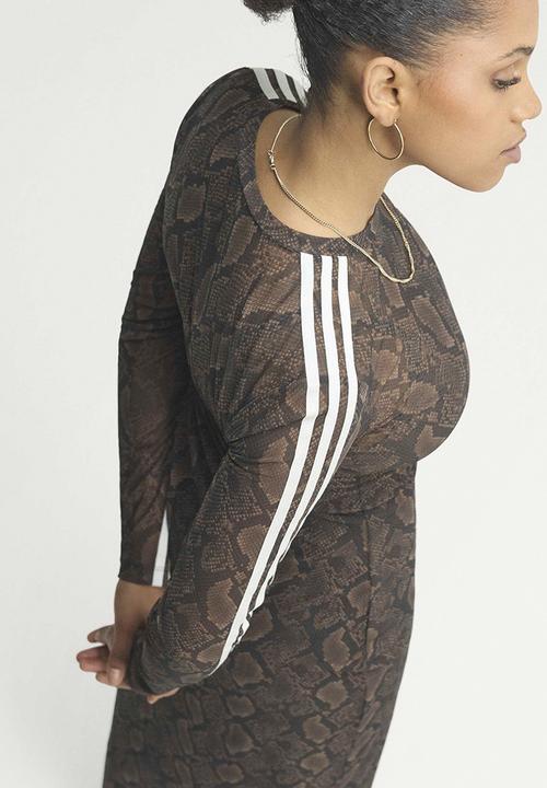 adidas Originals - Snake Print Maxi Dress - Brown