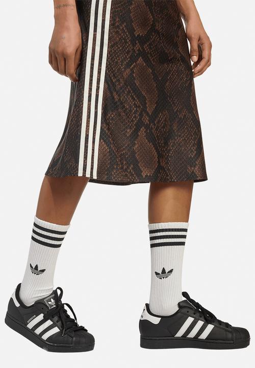 adidas Originals - Snake Print Satin Skirt - Brown