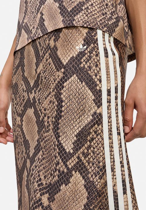 adidas Originals - Snake Print Satin Skirt - Beige