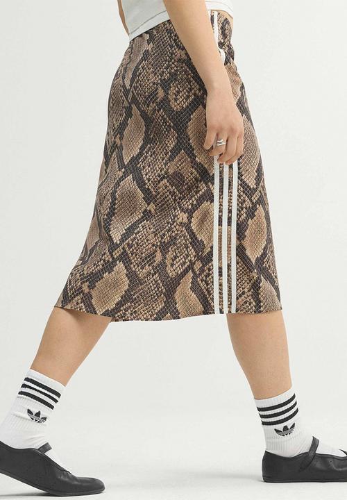 adidas Originals - Snake Print Satin Skirt - Beige