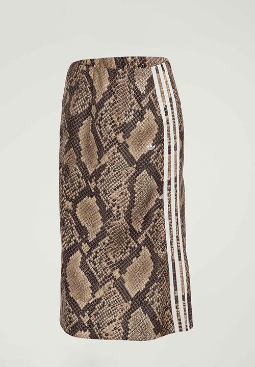 adidas Originals - Snake Print Satin Skirt - Beige