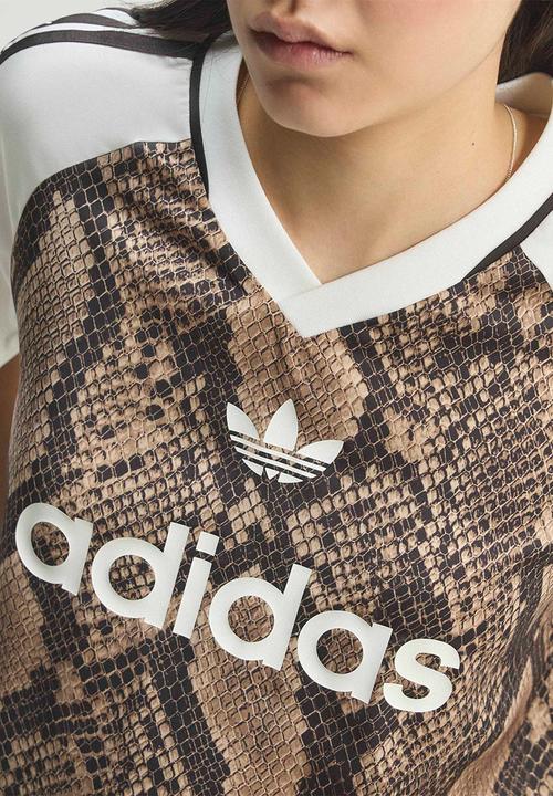 adidas Originals - Snake Print Satin Jersey - Beige