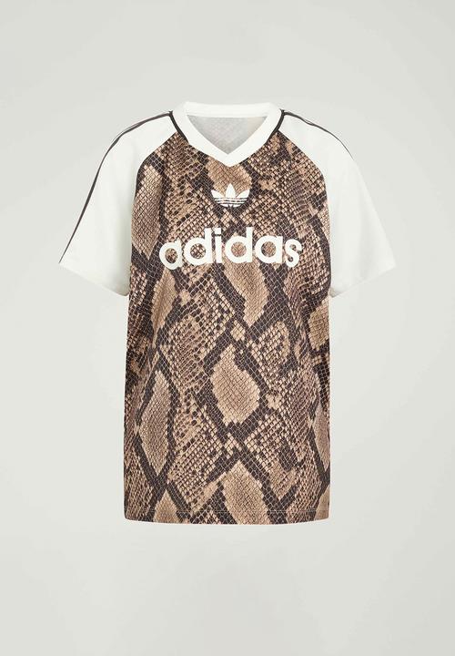 adidas Originals - Snake Print Satin Jersey - Beige