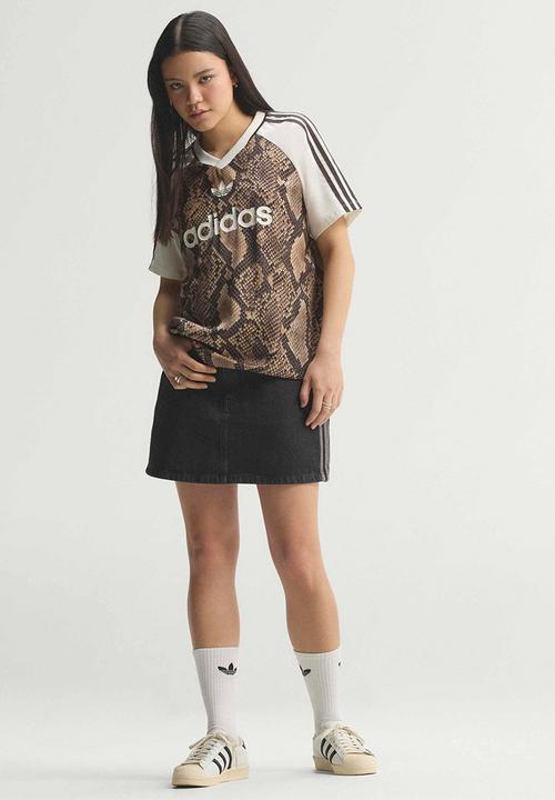 adidas Originals - Snake Print Satin Jersey - Beige