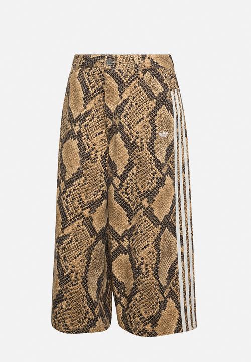 adidas Originals - Snake Print Denim Bermuda Shorts - Beige