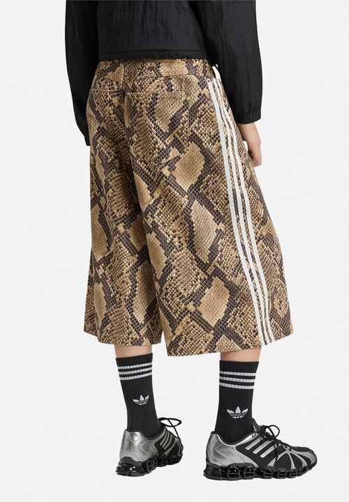 adidas Originals - Snake Print Denim Bermuda Shorts - Beige