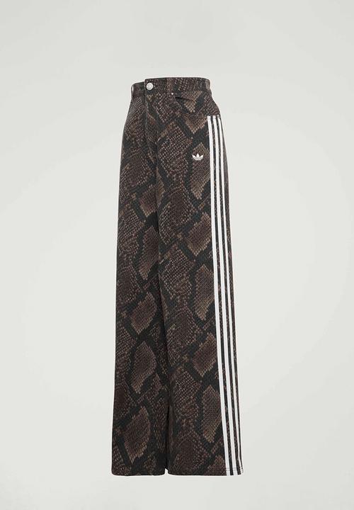 adidas Originals - Snake Print Denim Loose Pants - Brown