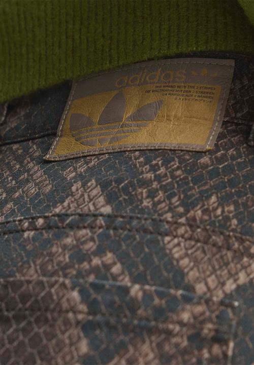 adidas Originals - Snake Print Denim Loose Pants - Brown