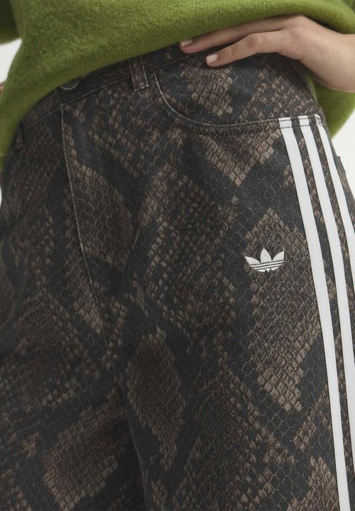 adidas Originals - Snake Print Denim Loose Pants - Brown