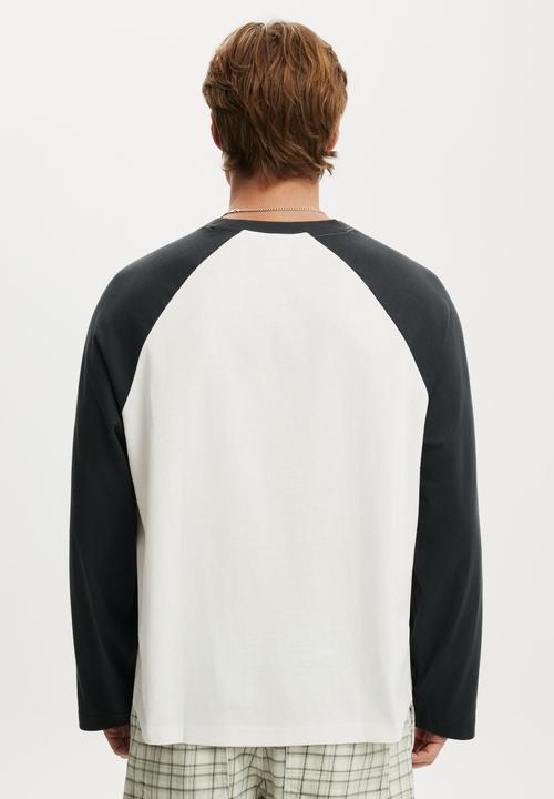 Cotton On - Cropped Fit Long Sleeve - Vintage White/Washed Black