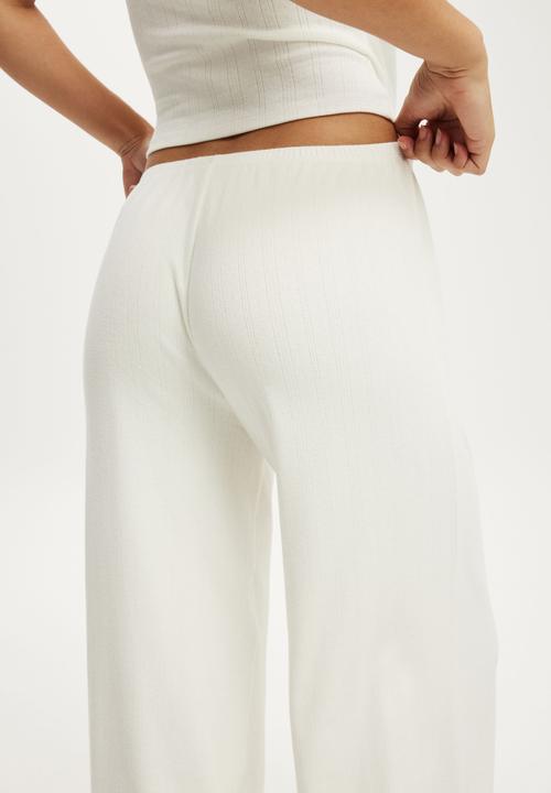 Cotton On - Dreamy soft pointelle wide leg pant - coconut milk